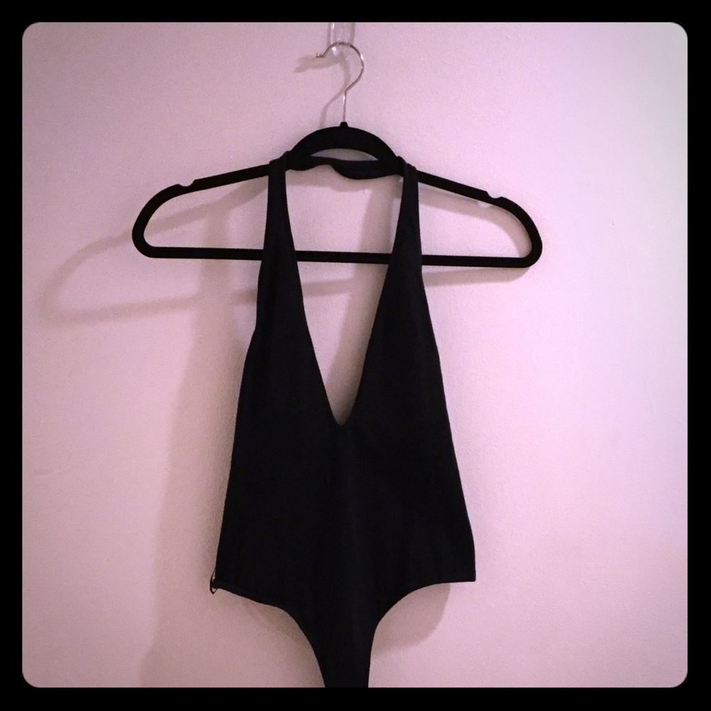 Deep V Halter Bodysuit